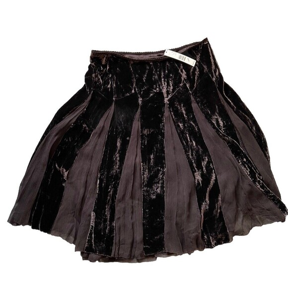 Elie Tahari Sydney Skirt 10 Walnut Rayon Silk Blend NWT Lined Zip Velvet Sheer - Picture 1 of 14